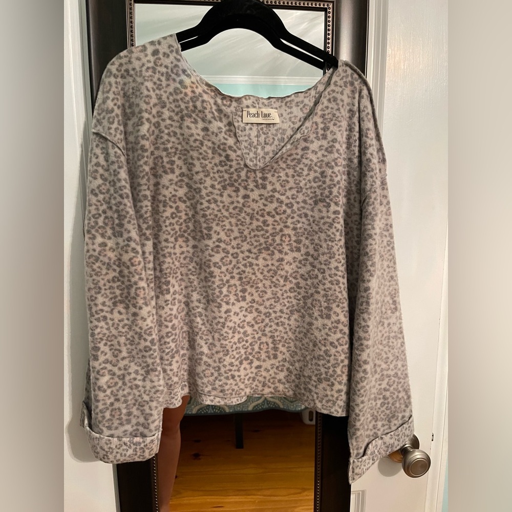 Peach Love, Leopard Print Blouse